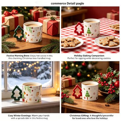 Christmas Tree Handle Ceramic Mugs