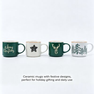 Holiday Coffee Mugs, Christmas Themed