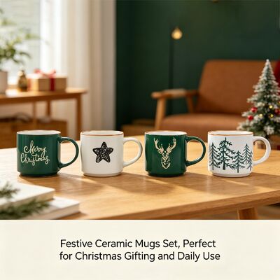 Holiday Coffee Mugs, Christmas Themed
