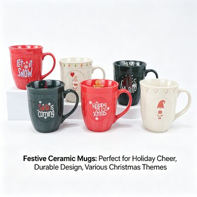 Christmas Reindeer & Santa Ceramic Mugs
