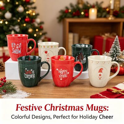 Christmas Reindeer & Santa Ceramic Mugs