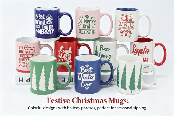 ☕ Festive Winter & Christmas Ceramic Mug Collection