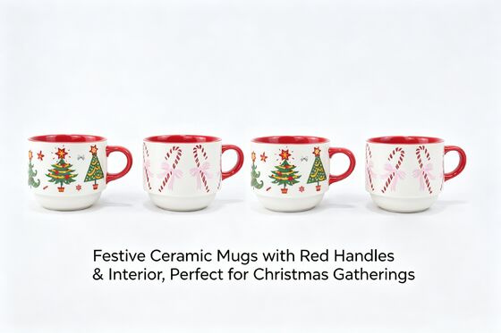 Christmas Tree Handle Ceramic Mugs