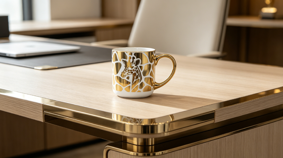 Luxury Gold Animal Print Ceramic Coffee Mug Set