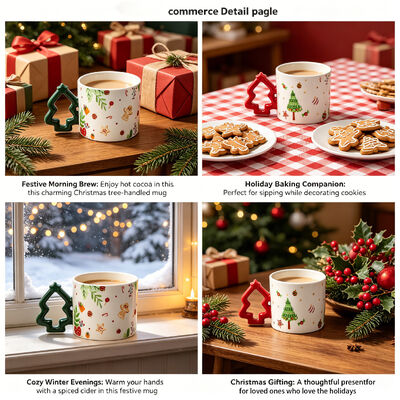 Christmas Tree Handle Ceramic Mugs