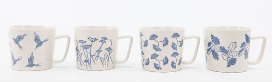 Two Series Minimalist Art Ceramic Mug Set, Blue Botanical Sketch & Terracotta Boho Geometric Speckled Coffee Mugs Amazon Listing Title