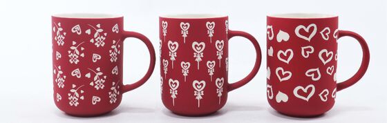 Matte Seasonal White Silhouette Ceramic Mug Series, Christmas, Valentine & Tropical Cute Pattern Coffee Mugs