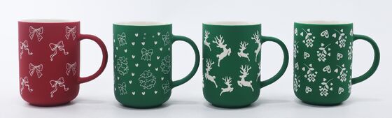 Matte Seasonal White Silhouette Ceramic Mug Series, Christmas, Valentine & Tropical Cute Pattern Coffee Mugs
