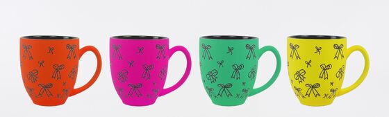 Seasonal Matte Color Block Ceramic Mug Set, 5 Holiday Theme Cute Line Art Coffee Mugs (Halloween Bat, Coquette Bow, Christmas Gingerbread, Winter Snowman, Halloween Pumpkin, Spooky Ghost)