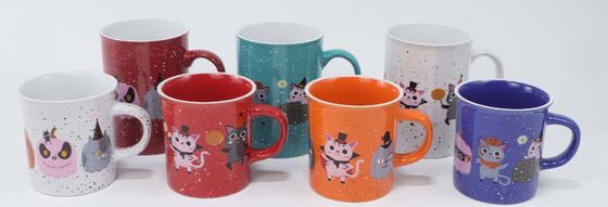 Cute Kawaii Halloween Ceramic Mug Series – 3 Sub-Sets Spooky Cat Pumpkin, Retro Text Holiday, Holographic Ghost Bat Halloween Coffee Cups