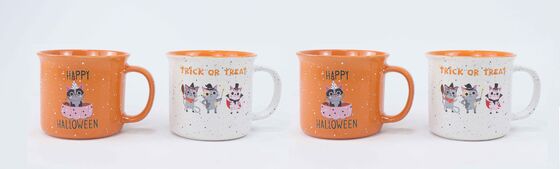 Cute Kawaii Halloween Ceramic Mug Series – 3 Sub-Sets Spooky Cat Pumpkin, Retro Text Holiday, Holographic Ghost Bat Halloween Coffee Cups