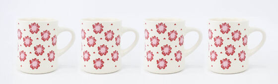 Cute Romantic Red & Pink Valentine Ceramic Mug Series – 6 Styles Sweet Heart Floral Cherry Bow XOXO Coffee Mugs with Unique Decorative Handles