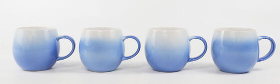 Gradient Blue Ombre Round Belly Ceramic Mugs