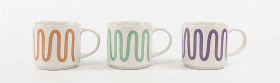 Speckled Abstract Wavy Line Minimalist Ceramic Mugs