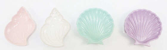 Pastel Seashell & Conch Ceramic Trinket Dishes
