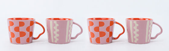 Mid-Century Geometric Contrast Ceramic Mugs