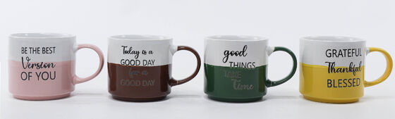 Two-Tone Inspirational Positive Quote Ceramic Mugs