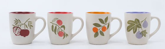 Speckled Vintage Fruit Branch Contrast Interior Ceramic Mugs