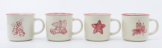 Vintage Farmhouse Christmas Ceramic Mug Assortment, 3 Series Holiday Coffee Cup Sets