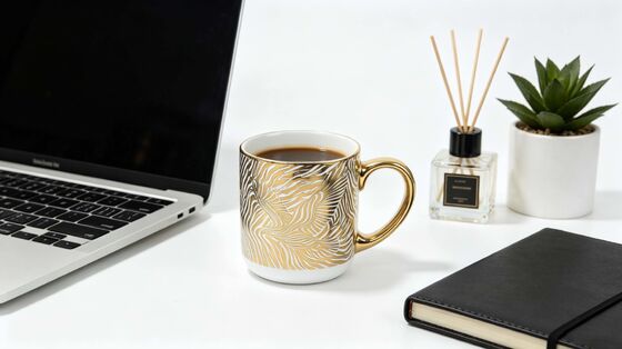 Luxury Gold Animal Print Ceramic Coffee Mug Set