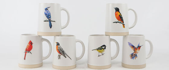 Watercolor Animal Series Two-Tone Ceramic Mugs (Dog & Bird Lines)
