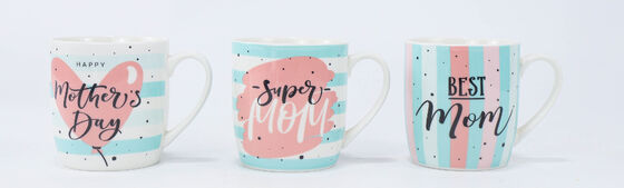 Pastel Striped Happy Mother's Day Super Best Mom Ceramic Gift Coffee Mugs