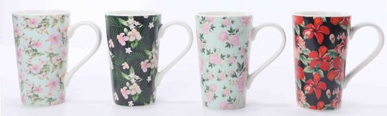 Tropical Floral Tall Latte Ceramic Mug