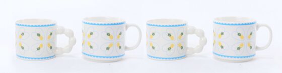 Summer Pineapple Striped Short Ceramic Mug