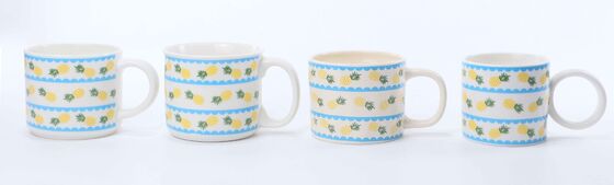 Summer Pineapple Striped Short Ceramic Mug