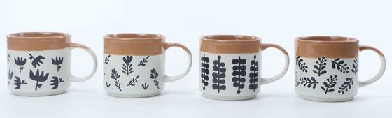 Two-Tone Abstract Botanical Ceramic Tableware Set