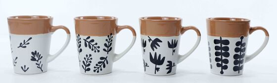 Two-Tone Abstract Botanical Ceramic Tableware Set