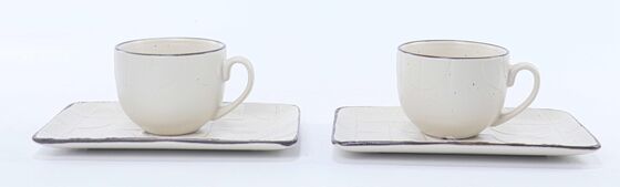 Speckled Cream Embossed Wave Ceramic Tableware Collection