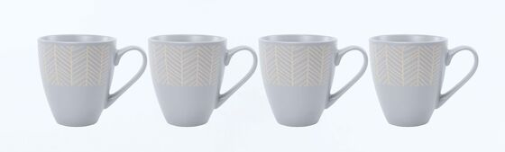 Matte Pastel Geometric Embossed Ceramic Mug & Bowl Matching Set