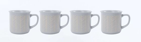Matte Pastel Geometric Embossed Ceramic Mug & Bowl Matching Set