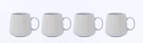 Matte Pastel Geometric Embossed Ceramic Mug & Bowl Matching Set