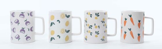 Speckled Hand-Drawn Fruit & Veggie Ceramic Coffee Mug