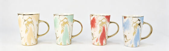Pastel Swirl Marble Gold Trim Tapered Ceramic Mug