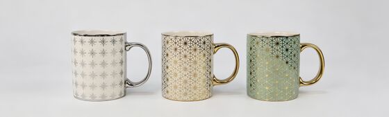 Luxury Geometric Gold Metallic Straight Ceramic Coffee Mug Collection