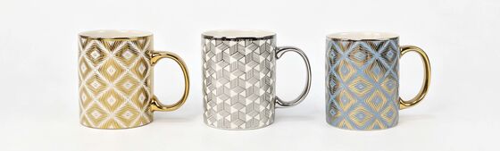 Luxury Geometric Gold Metallic Straight Ceramic Coffee Mug Collection