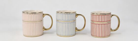 Luxury Geometric Gold Metallic Straight Ceramic Coffee Mug Collection