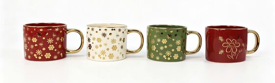 Metallic Gold Bee & Floral Straight Ceramic Coffee Mug