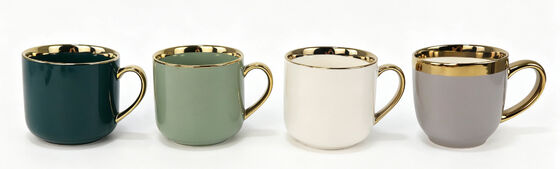 Two-Tone Gold Rim Heart Handle Barrel Ceramic Mug Collection