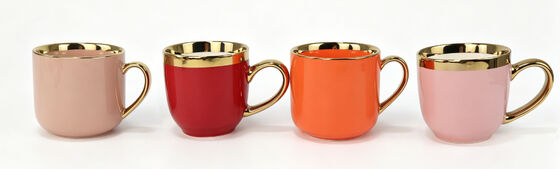 Two-Tone Gold Rim Heart Handle Barrel Ceramic Mug Collection
