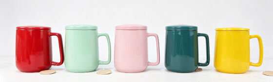 Solid Color Ceramic Mug with Matching Lid