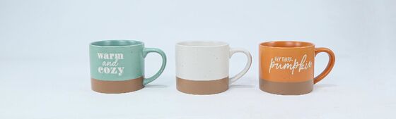 Fall Season Two-Tone Speckled Ceramic Mugs, Harvest Cozy Themed Split Glaze Short Coffee Cup Set