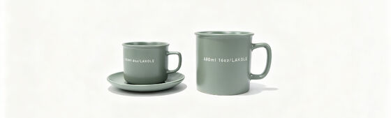 LAKOLE Dual Size Minimalist Ceramic Mug & Saucer Series