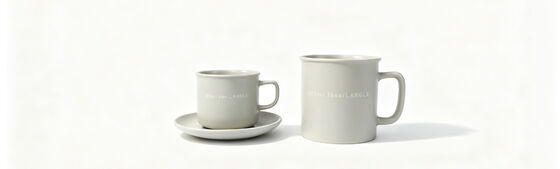 LAKOLE Dual Size Minimalist Ceramic Mug & Saucer Series