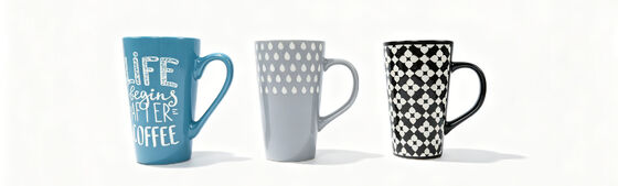 Casual Vibe Typography & Geometric Tall Tapered Mug Collection
