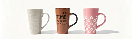 Casual Vibe Typography & Geometric Tall Tapered Mug Collection