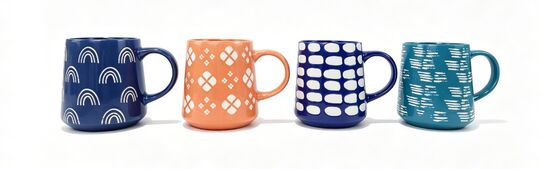 Boho Geo Pattern Curved Belly Ceramic Mug CollectionFull English Commercial Introduction